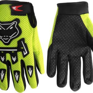 Padded off-road riding gloves, bright green
